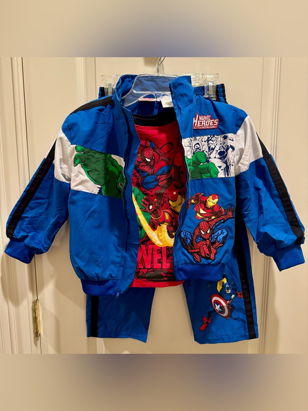 Boy’s Marvel Heroes 3-Piece Set - Jacket Pants Long Sleeve Shirt- Size 4T